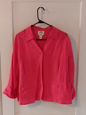 Talbots Petite Pink Irish Linen Button-Down Shirt